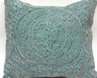Fortuny "Orsini" pattern pillow in blue/green