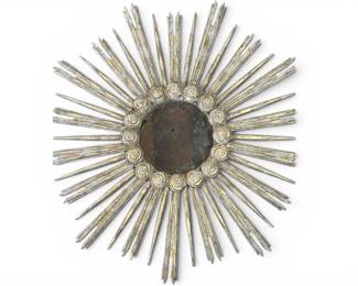 Decorative distressed sunburst mirror by Aidan Gray