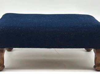 Vintage blue mohair footstool
