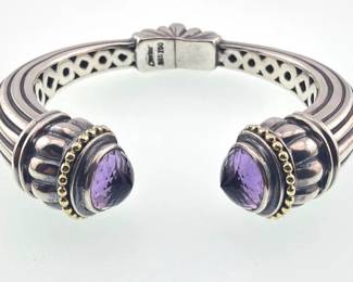 18kt and sterling Lagos Caviar amethyst clamper cuff