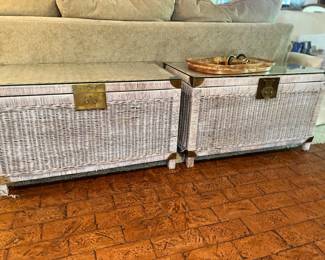 Two Wicker and Brass Chests