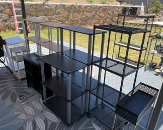 Modular Metal and Wood-Effect Shelving Unit