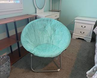 Teal Plush Saucer Chair
