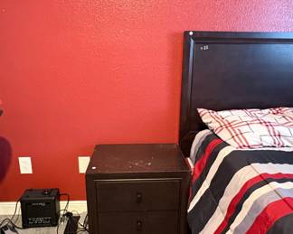 Dark Wood Two-Drawer Nightstand