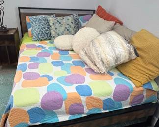 LIKIMIO Bed Frame with Wood Headboard and Metal Frame