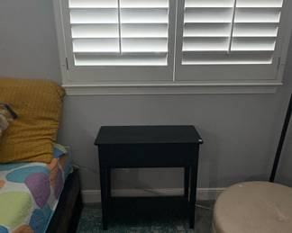 Black Wood Nightstand with Shelf