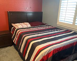 Dark Wood Platform Bed Frame with Headboard