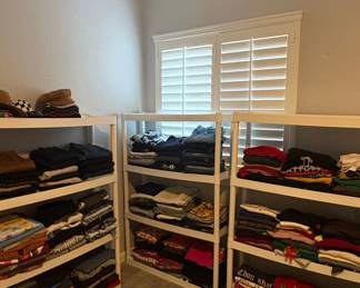 Assorted Folded Clothing and Hats