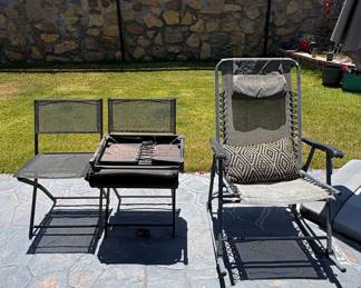 Outsunny Portable Folding Grill and Zero Gravity Chair Set