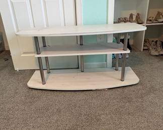 Modern White Wood and Chrome TV Stand/Media Console