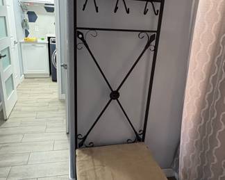 Wrought Iron Hall Tree with Bench
