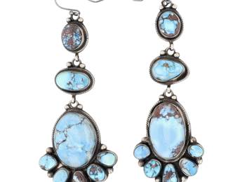 Eleanor Largo Navajo Golden Hills Turquoise Statement Earrings