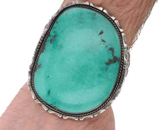GORGEOUS Turquoise! Navajo Sterling Cuff Bracelet