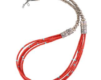Vintage Navajo Sterling Kanab Coral Necklace