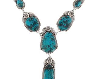 Roie Jacque Navajo Sterling Turquoise Station Necklace