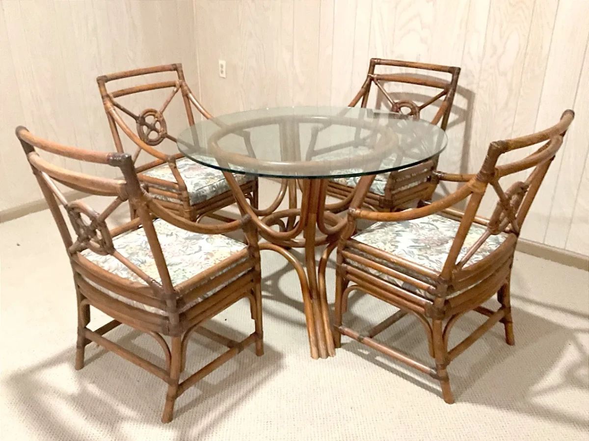  001 Bent Rattan  Bamboo Dining Set