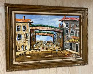 Morris Katz Jerusalem Scene Oil Painting