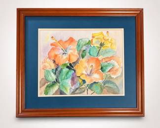 Lot 178: Original Watercolor Hibiscus Painting by Tamara