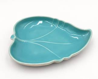 Lot 129: Turquoise Ceramic Leaf Dish