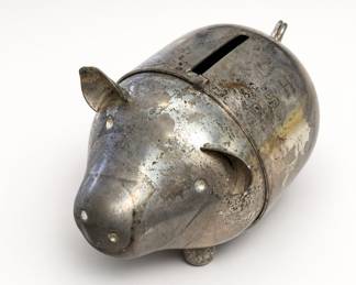 Lot 265: Napier Silverplate Piggy Bank, Monogrammed