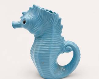 Lot 137: Blue Ceramic Seahorse Pitcher