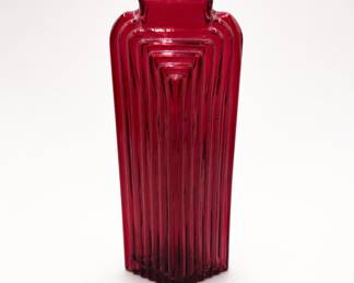 Lot 89: Art Deco Style Ruby Glass Skyscraper Vase