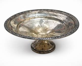 Lot 428: Weighted Sterling Silver Compote with Floral Rim