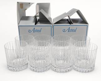 Lot 263: 8 Astral "Peerage" Crystal Double Old Fashioned Glasses
