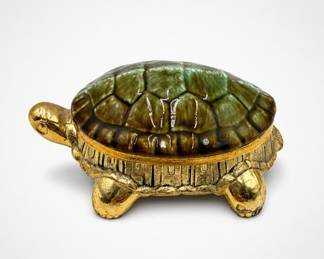 Lot 145: Turtle Trinket Box with Glazed Ceramic Shell Lid