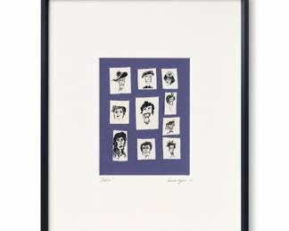 Lot 361: Lonnie Zarem "Ladies" Original Ink Caricatures, Framed