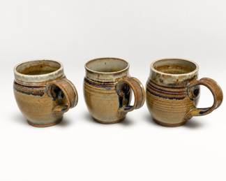 Lot 524: Set of 3 Signed Studio Pottery Mugs