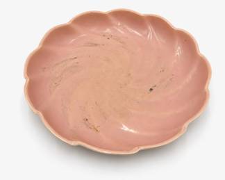 Lot 142: Pink Swirl Ceramic Bowl with Scalloped Rim