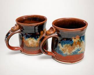 Lot 526: Pair of Handmade Studio Pottery Mugs