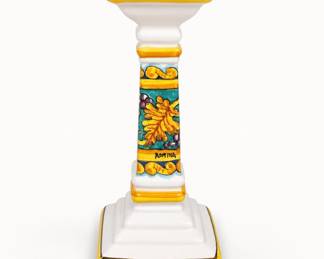 Lot 416: Italian Hand-Painted Majolica Candlestick "Romina"