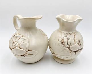 Lot 127: Red Wing Magnolia Pottery Ewer & Vase