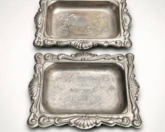 Lot 53: Pair of Ornate Silverplate Pin Trays