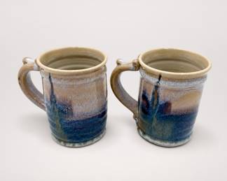 Lot 125: Pair of Studio Pottery Stoneware Mugs