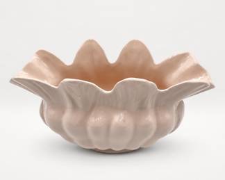 Lot 114: Erphila Czecho-Slovakia Pink Pottery Ruffled Bowl