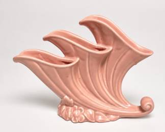 Lot 501: Pink Matte Triple-Fan Art Pottery Vase