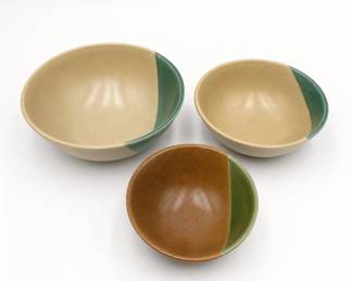Lot 158: 3 Baum Bros Style-Eyes Two-Tone Stoneware Bowls