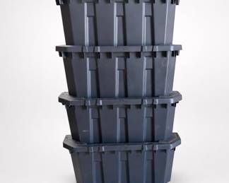 Lot 108: 5 Husky Heavy-Duty Plastic Storage Totes with Lids