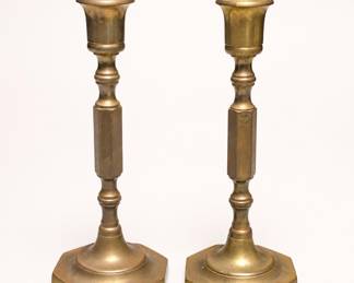 Lot 461: Pair of Solid Brass Candlesticks