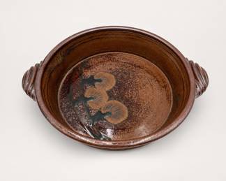 Lot 91: Studio Pottery Stoneware Serving Dish with Handles