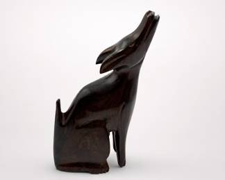 Lot 99: Carved Ironwood Howling Coyote Figurine
