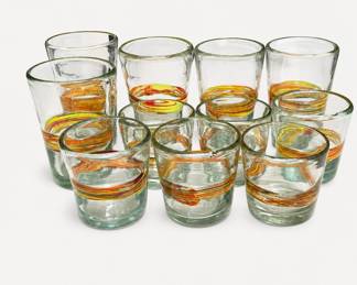 Lot 285: Set of 11 Mexican Hand-Blown Swirl Glasses