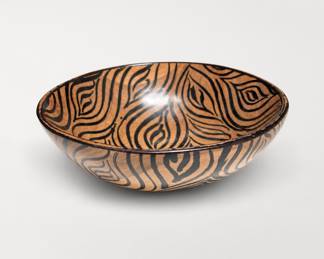 Lot 450: Hand-Painted Wooden Bowl with Ogee Pattern