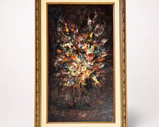 Lot 180: Original Oil on Canvas Floral Still Life by W.F. Stevens