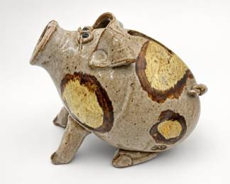 Lot 128: Handmade Stoneware Pig Coin Bank
