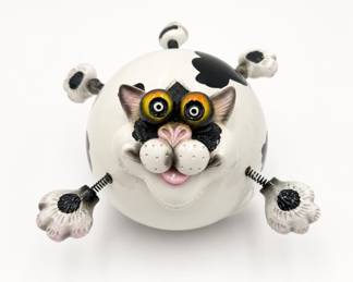Lot 110: Exhart Wobblers Ceramic Cat Figurine with Spring Legs
