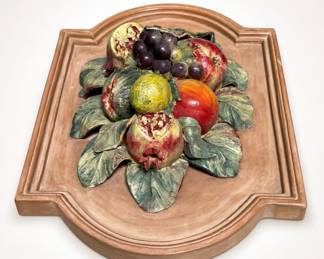 Lot 299: Cottura Italian Terracotta Fruit Relief Wall Plaque